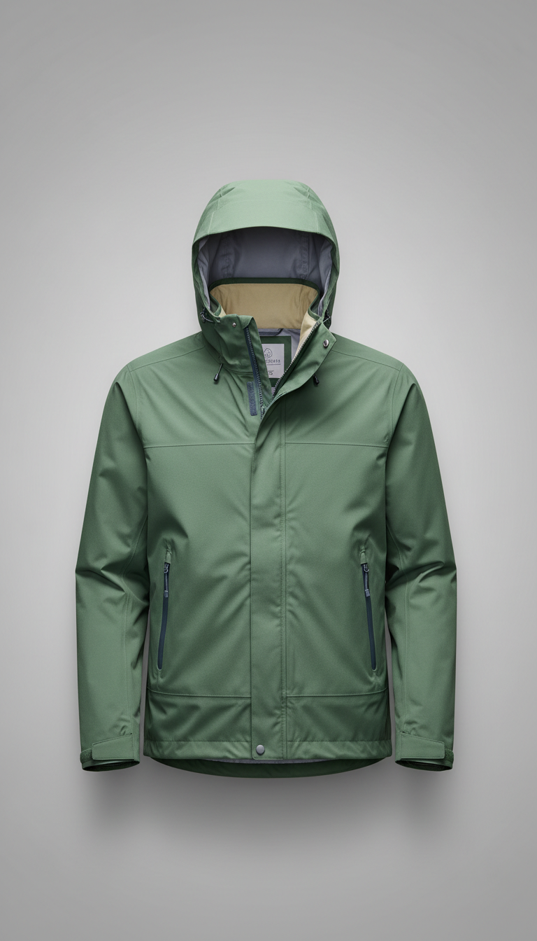 Mist green technical rain jacket