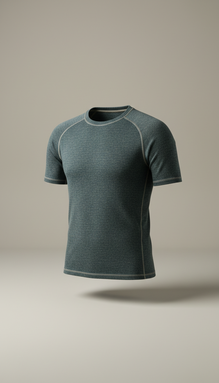 Fog grey merino wool base layer shirt